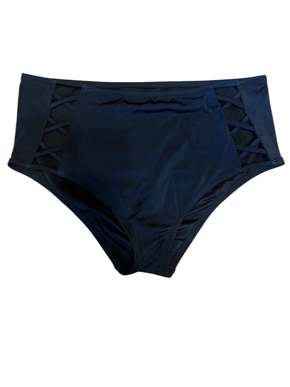 Shade & Shore Black Swim Bottom with Side Lattice Detail size XL